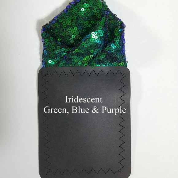 Men's Sequin Pre-Folded Pocket Square Insert - Iridescent Green & Blue - Picture 4 of 9